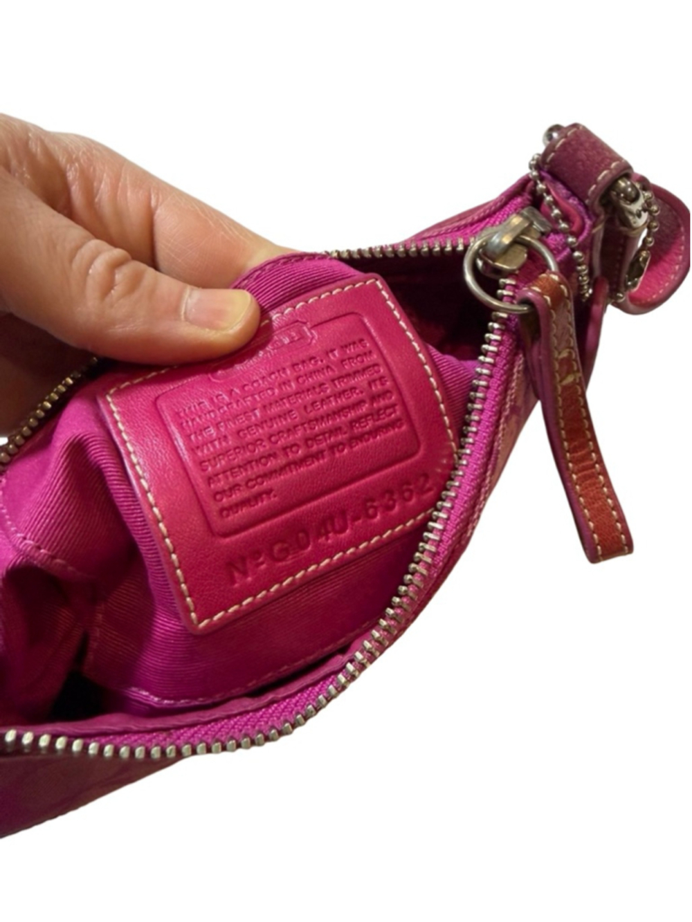 Vintage Y2K Coach Signature Hot Pink Suede Canvas Demi Shoulder Bag - Picture 9 of 11